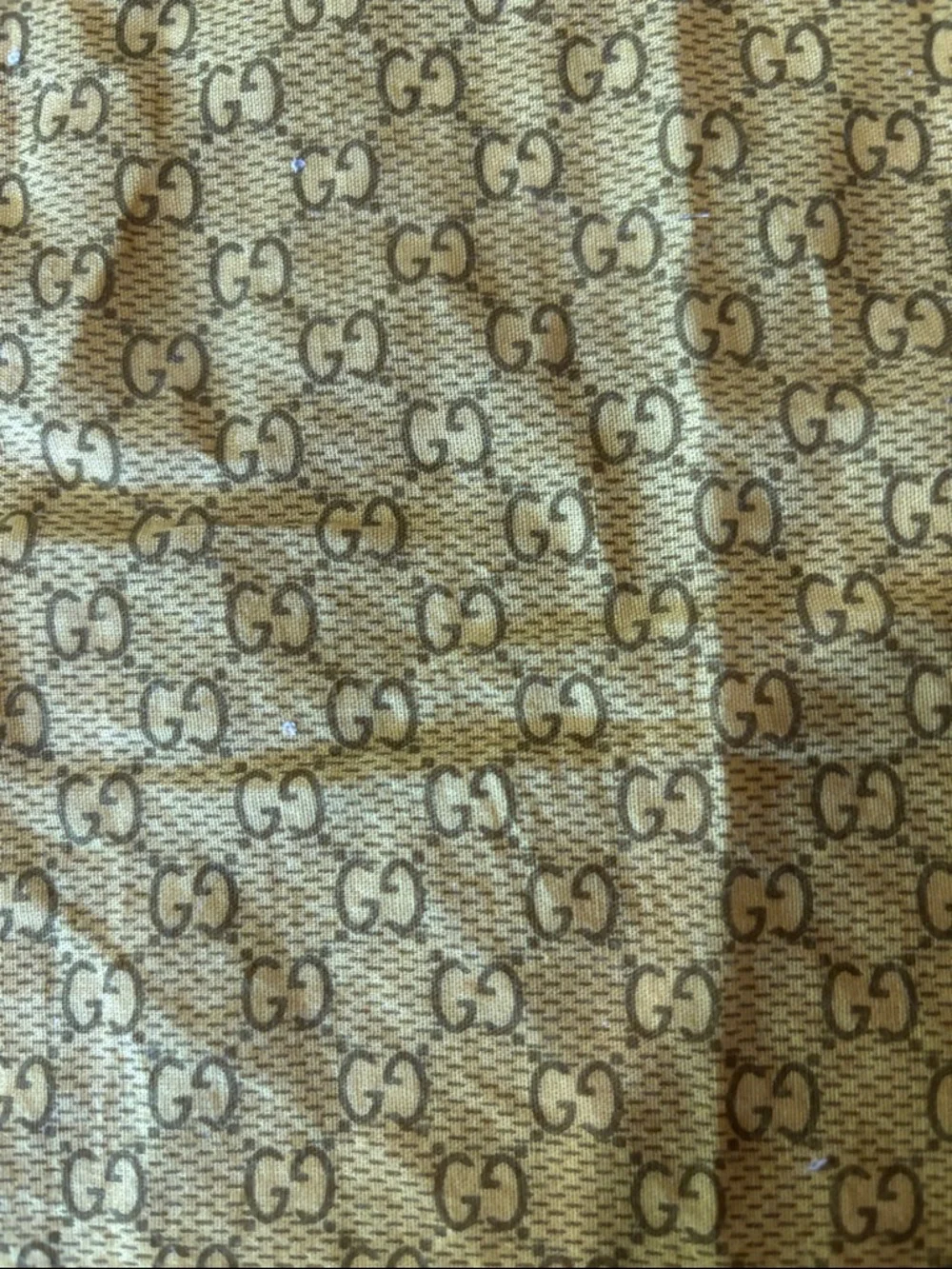 Authentic Gucci Olive Yellow Monogram Cotton Scarf 22”x22” - Picture 2 of 7